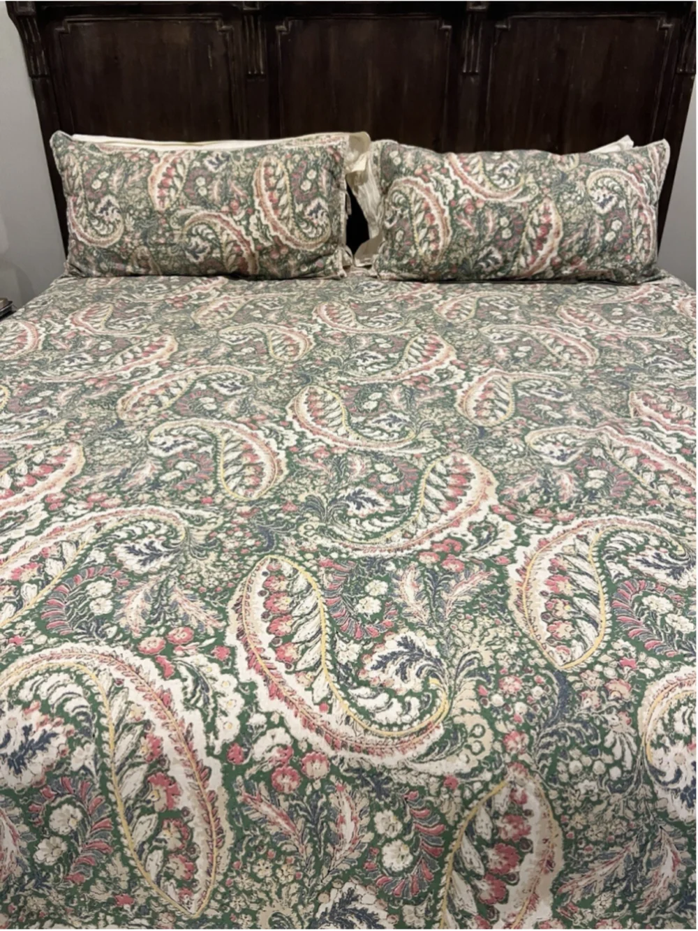 Ralph Lauren Allie Green Paisley Floral King Comforter Set Comf. & 2 King Shams